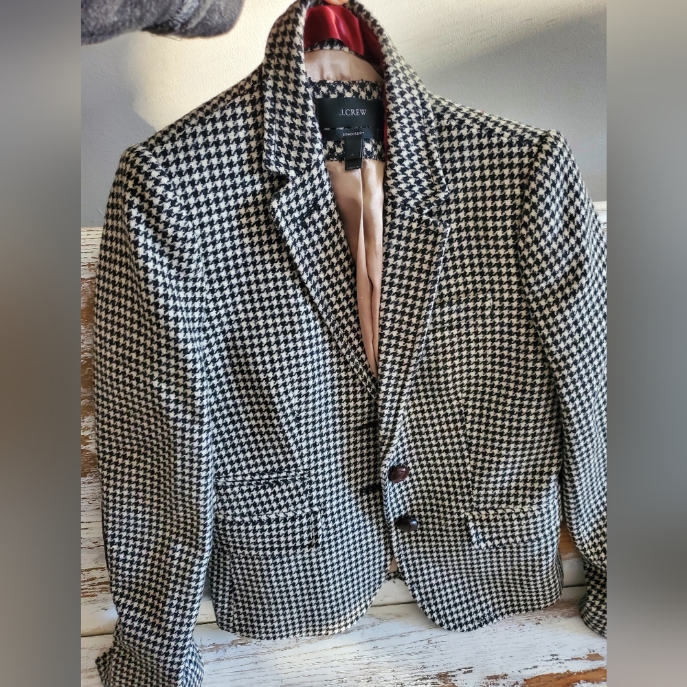 J Crew School Boy Houndstooth wool blend Blazer Size 2